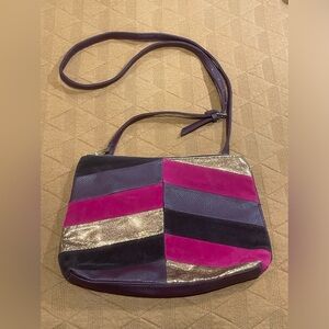 Maroon Burgundy Textured Gold Crossbody Bag